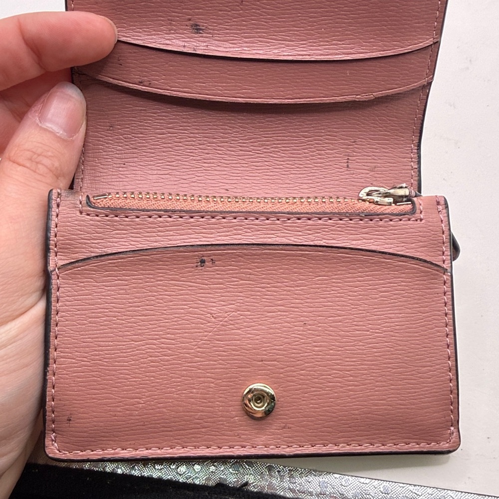 Kate Spade Pink Tan Black Mini Trifold ID Card Holder Walleh - Picture 8 of 16